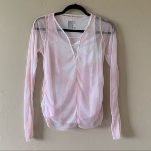 Mesh workout shirt with built in tank top